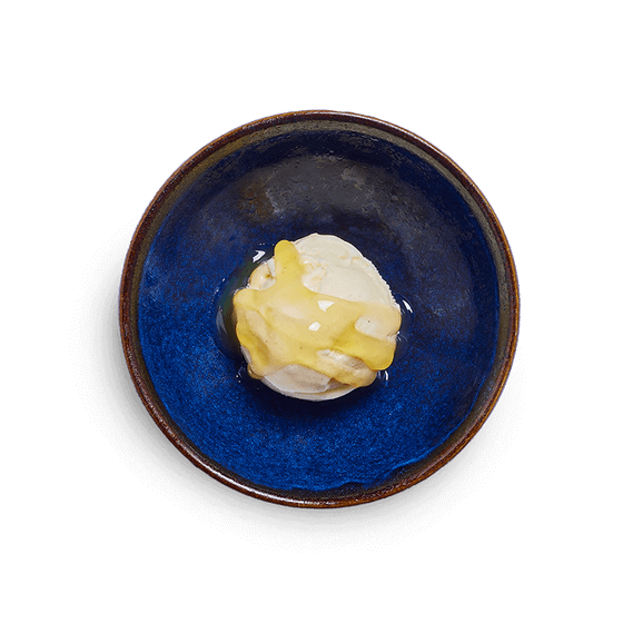 Wagamama vanilla pod ice cream with passion fruit sauce
