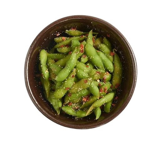 edamame with chilli + garlic salt