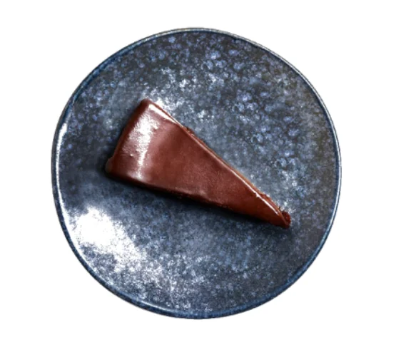 smoked chocolate caramel cake (v)